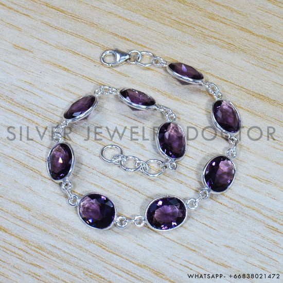 Amethyst 925 Sterling Silver Bracelet (SJWBR-494)