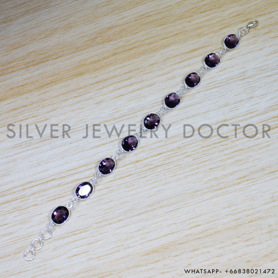 Amethyst 925 Sterling Silver Bracelet (SJWBR-494)