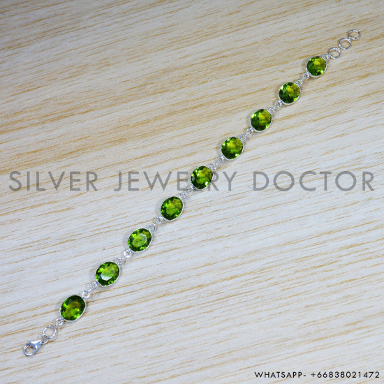 Peridot 925 Sterling Silver Bracelet (SJWBR-497)