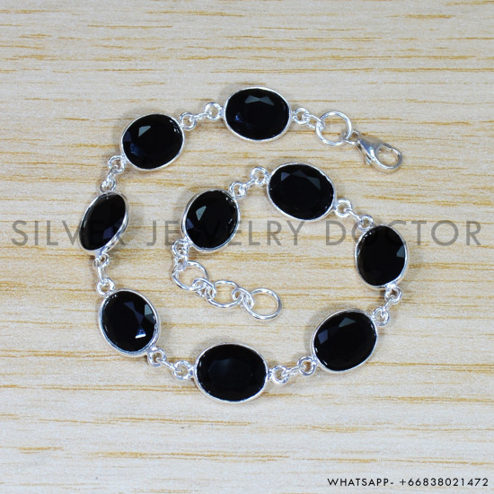Black Onyx 925 Sterling Silver Bracelet (SJWBR-499)