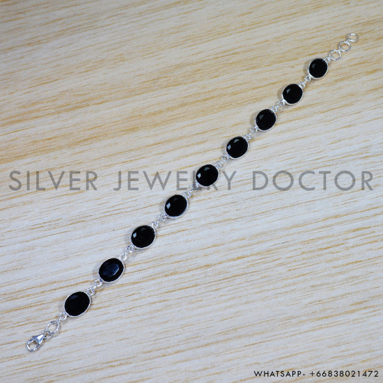 Black Onyx 925 Sterling Silver Bracelet (SJWBR-499)