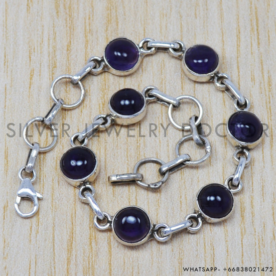 Amethyst 925 Sterling Silver Bracelet (SJWBR-50)