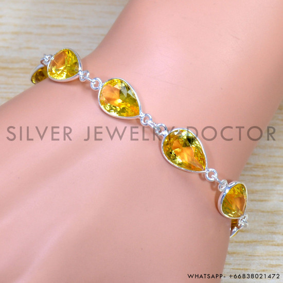 Citrine 925 Sterling Silver Bracelet (SJWBR-502) Citrine 925 Sterling Silver Bracelet (SJWBR-502)