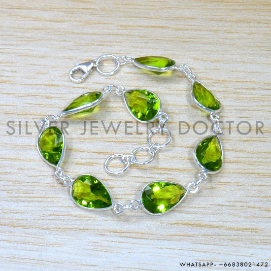 Peridot 925 Sterling Silver Bracelet (SJWBR-505) Peridot 925 Sterling Silver Bracelet (SJWBR-505)