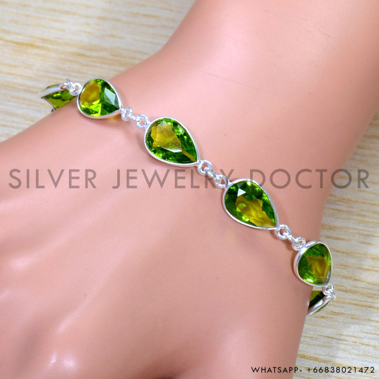 Peridot 925 Sterling Silver Bracelet (SJWBR-505) Peridot 925 Sterling Silver Bracelet (SJWBR-505)