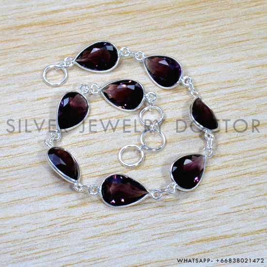 Amethyst 925 Sterling Silver Bracelet (SJWBR-507) Amethyst 925 Sterling Silver Bracelet (SJWBR-507)