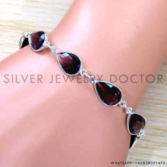 Amethyst 925 Sterling Silver Bracelet (SJWBR-507) Amethyst 925 Sterling Silver Bracelet (SJWBR-507)