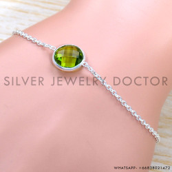 Peridot 925 Sterling Silver Bracelet (SJWBR-511)