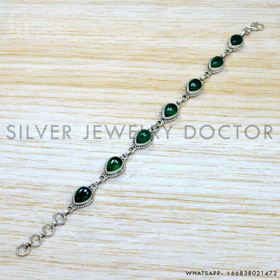 Green Onyx 925 Sterling Silver Bracelet (SJWBR-513)