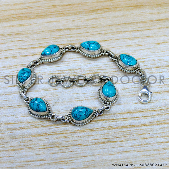 Turquoise 925 Sterling Silver Bracelet (SJWBR-514)