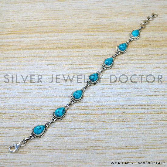 Turquoise 925 Sterling Silver Bracelet (SJWBR-514)