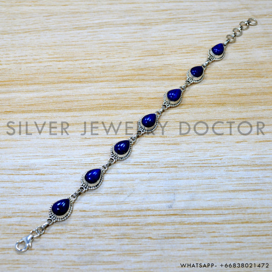 Lapis Lazuli 925 Sterling Silver Bracelet (SJWBR-516)