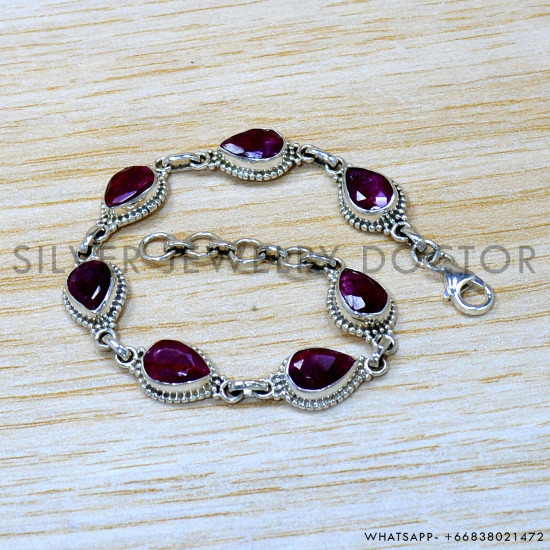 Ruby 925 Sterling Silver Bracelet (SJWBR-518)