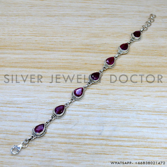 Ruby 925 Sterling Silver Bracelet (SJWBR-518)