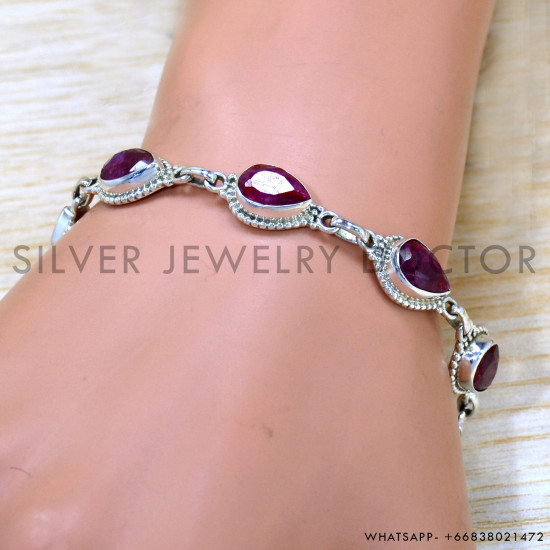 Ruby 925 Sterling Silver Bracelet (SJWBR-518)