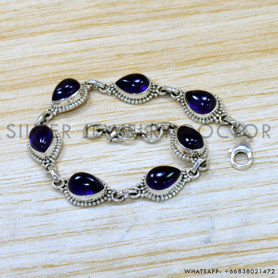Amethyst 925 Sterling Silver Bracelet (SJWBR-519)