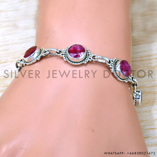 Ruby 925 Sterling Silver Bracelet (SJWBR-521)