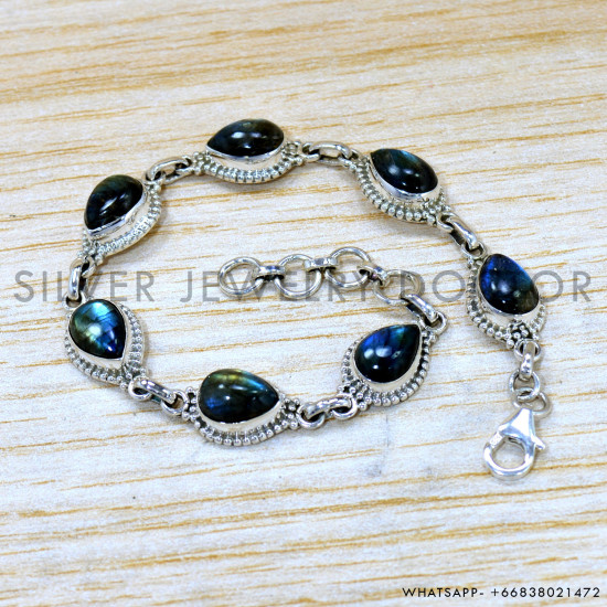 Labradorite 925 Sterling Silver Bracelet (SJWBR-522)