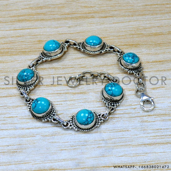 Turquoise 925 Sterling Silver Bracelet (SJWBR-524)