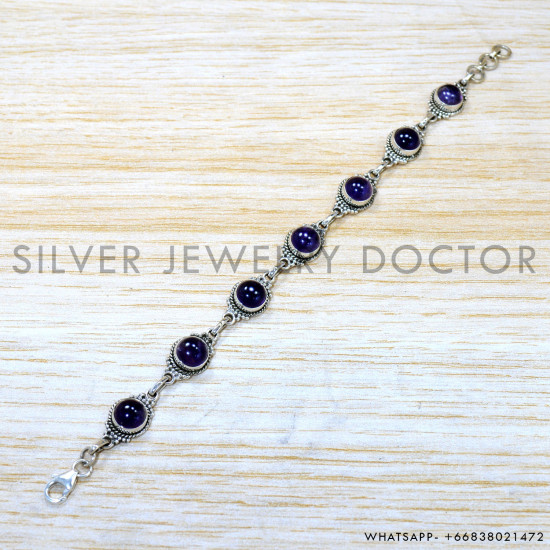 Amethyst 925 Sterling Silver Bracelet (SJWBR-525)