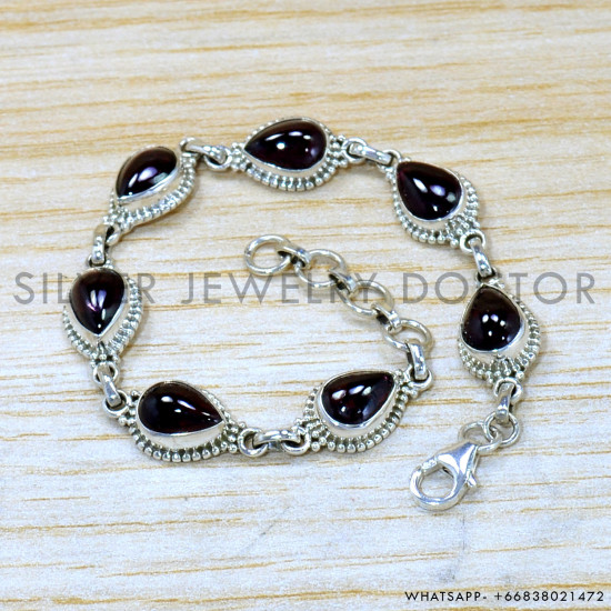 Garnet 925 Sterling Silver Bracelet (SJWBR-526)
