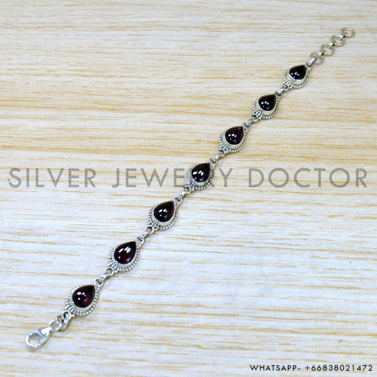 Garnet 925 Sterling Silver Bracelet (SJWBR-526)
