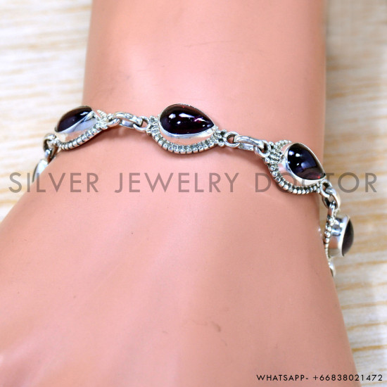 Garnet 925 Sterling Silver Bracelet (SJWBR-526)