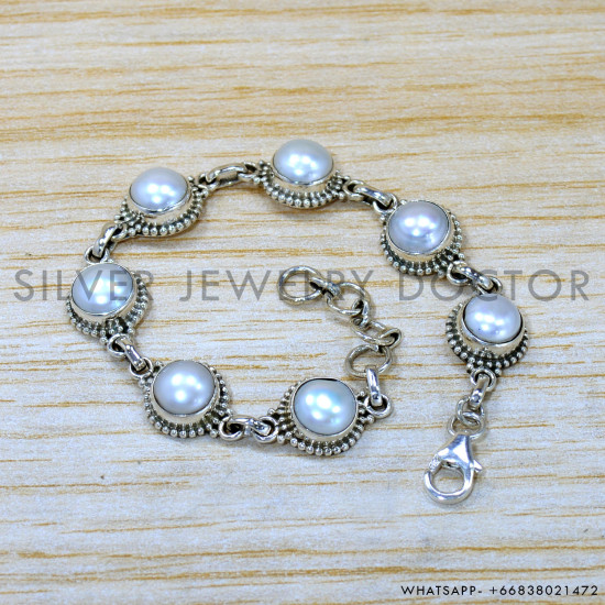 Pearl 925 Sterling Silver Bracelet (SJWBR-527)