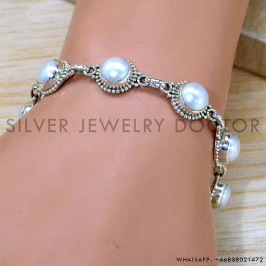 Pearl 925 Sterling Silver Bracelet (SJWBR-527)