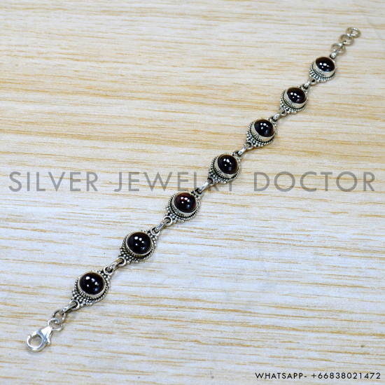 Garnet 925 Sterling Silver Bracelet (SJWBR-528)