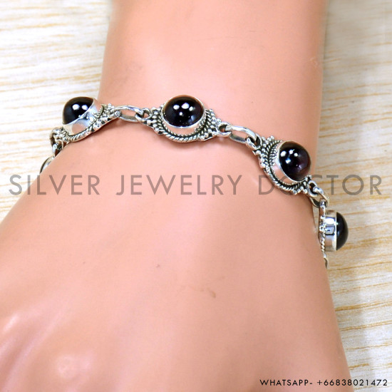 Garnet 925 Sterling Silver Bracelet (SJWBR-528)
