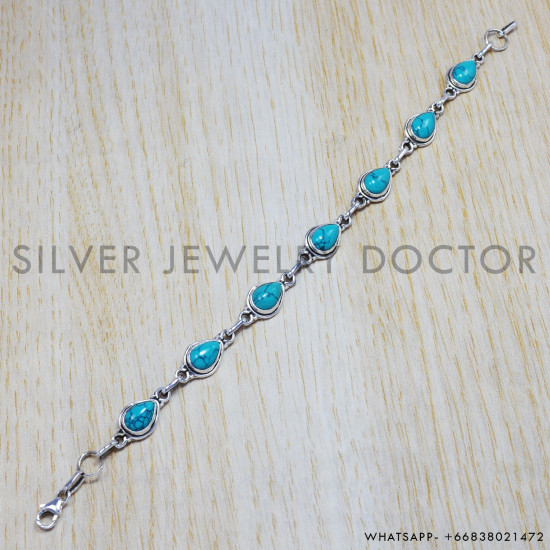 Turquoise 925 Sterling Silver Bracelet (SJWBR-53) Turquoise 925 Sterling Silver Bracelet (SJWBR-53)