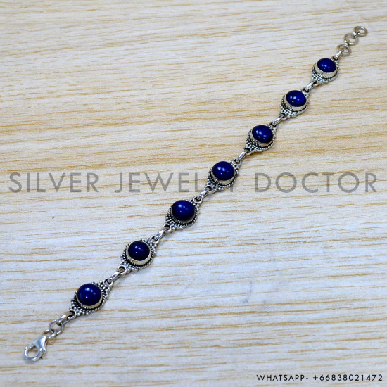 Lapis Lazuli 925 Sterling Silver Bracelet (SJWBR-531)