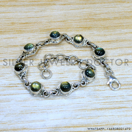 Labradorite 925 Sterling Silver Bracelet (SJWBR-534)
