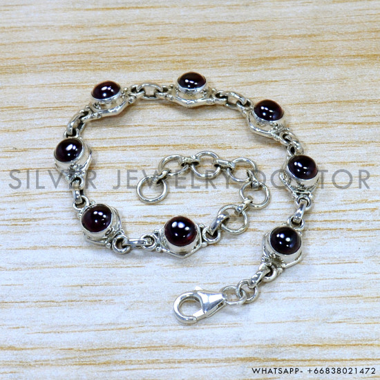 Garnet 925 Sterling Silver Bracelet (SJWBR-535)