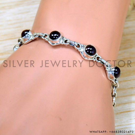 Garnet 925 Sterling Silver Bracelet (SJWBR-535)