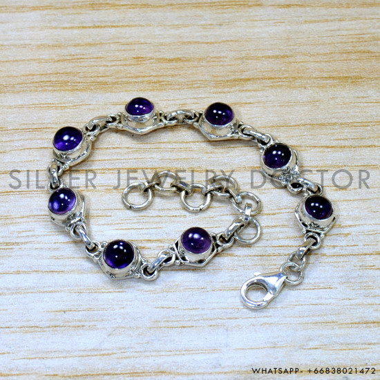Amethyst 925 Sterling Silver Bracelet (SJWBR-536)