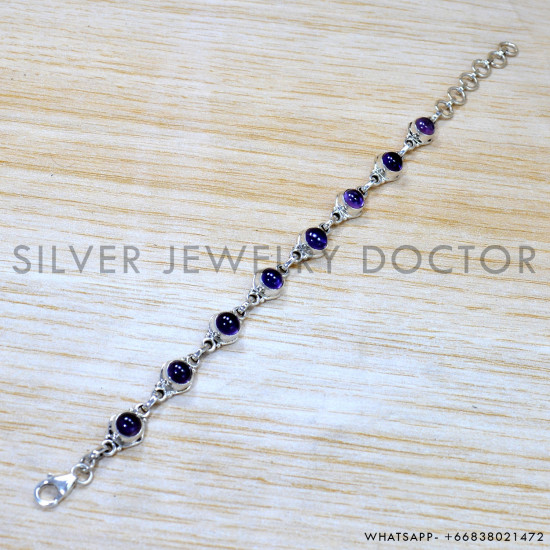 Amethyst 925 Sterling Silver Bracelet (SJWBR-536)