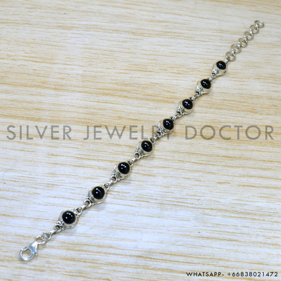 Black Onyx 925 Sterling Silver Bracelet (SJWBR-537)