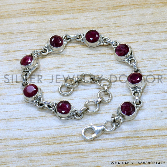 Ruby 925 Sterling Silver Bracelet (SJWBR-538)