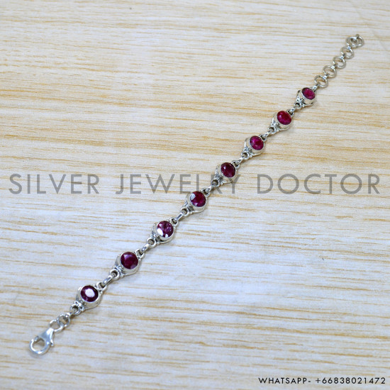 Ruby 925 Sterling Silver Bracelet (SJWBR-538)