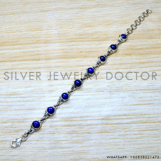 Lapis Lazuli 925 Sterling Silver Bracelet (SJWBR-542)