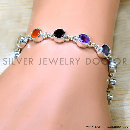 Carnelian 925 Sterling Silver Bracelet (SJWBR-543)
