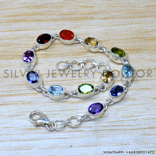 Garnet 925 Sterling Silver Bracelet (SJWBR-544) Garnet 925 Sterling Silver Bracelet (SJWBR-544)