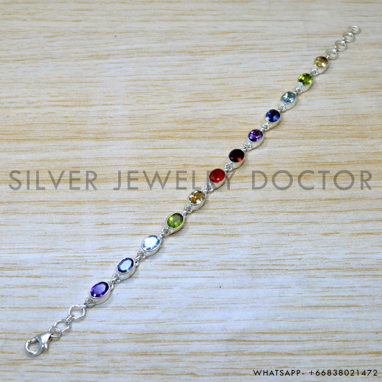 Garnet 925 Sterling Silver Bracelet (SJWBR-544) Garnet 925 Sterling Silver Bracelet (SJWBR-544)