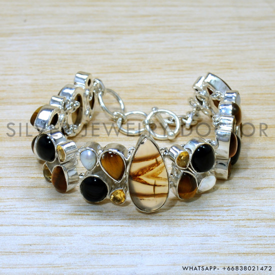 Golden Rutile 925 Sterling Silver Bracelet (SJWBR-546)