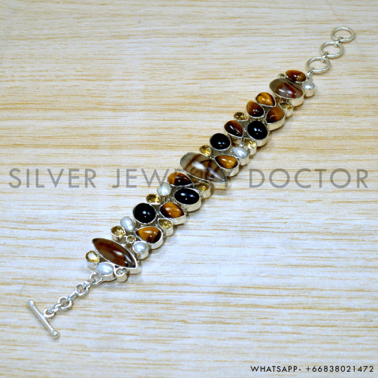 Golden Rutile 925 Sterling Silver Bracelet (SJWBR-546)