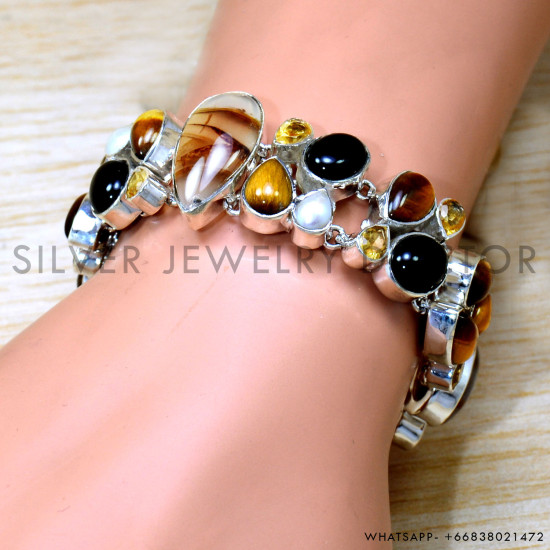 Golden Rutile 925 Sterling Silver Bracelet (SJWBR-546)