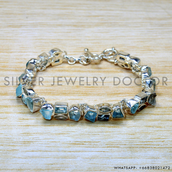 Blue Topaz 925 Sterling Silver Bracelet (SJWBR-547)