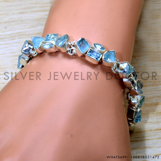Blue Topaz 925 Sterling Silver Bracelet (SJWBR-547)